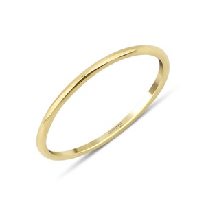 14k Solid Yellow Gold Band Ring, Women&#39;s Wedding Band, Promise Ring for Her, Simple Wedding Band, Classic Dome, Statement Ring