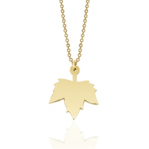 14K Sycamore Leaves Necklace, Solid Gold Leaf Necklace, Dainty Women&#39;s Necklace, Anniversary Gif For Her, Rose Gold Flower Necklace