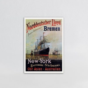 Vintage advertising poster reprint poster North German Lloyd Bremen ship