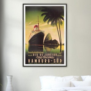 Poster pubblicitario vintage ristampa poster con cornice Piroscafo Cap Arcona