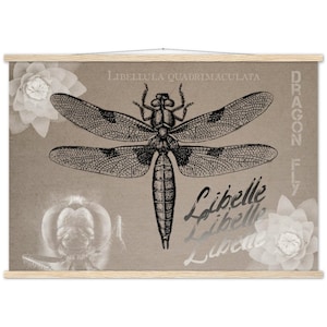 Vintage Print Dragonfly Collage Poster Muur Mount Poster