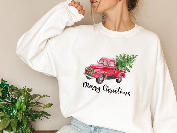 Red Truck With Christmas Tree Sweater 