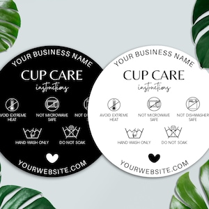 Tumbler Cup Care Instructions Card, Mug, Small Business Supplies