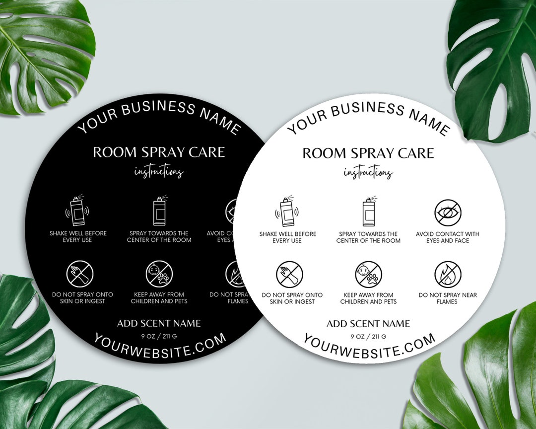 Editable Room Spray Care Card, Room Spray Label, Printable Room Spray ...