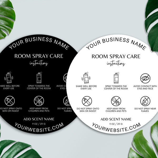 Editable Room Spray Care Card, Room Spray Label, Printable Room Spray Care Instructions Card, Small Business Packaging, Canva Template