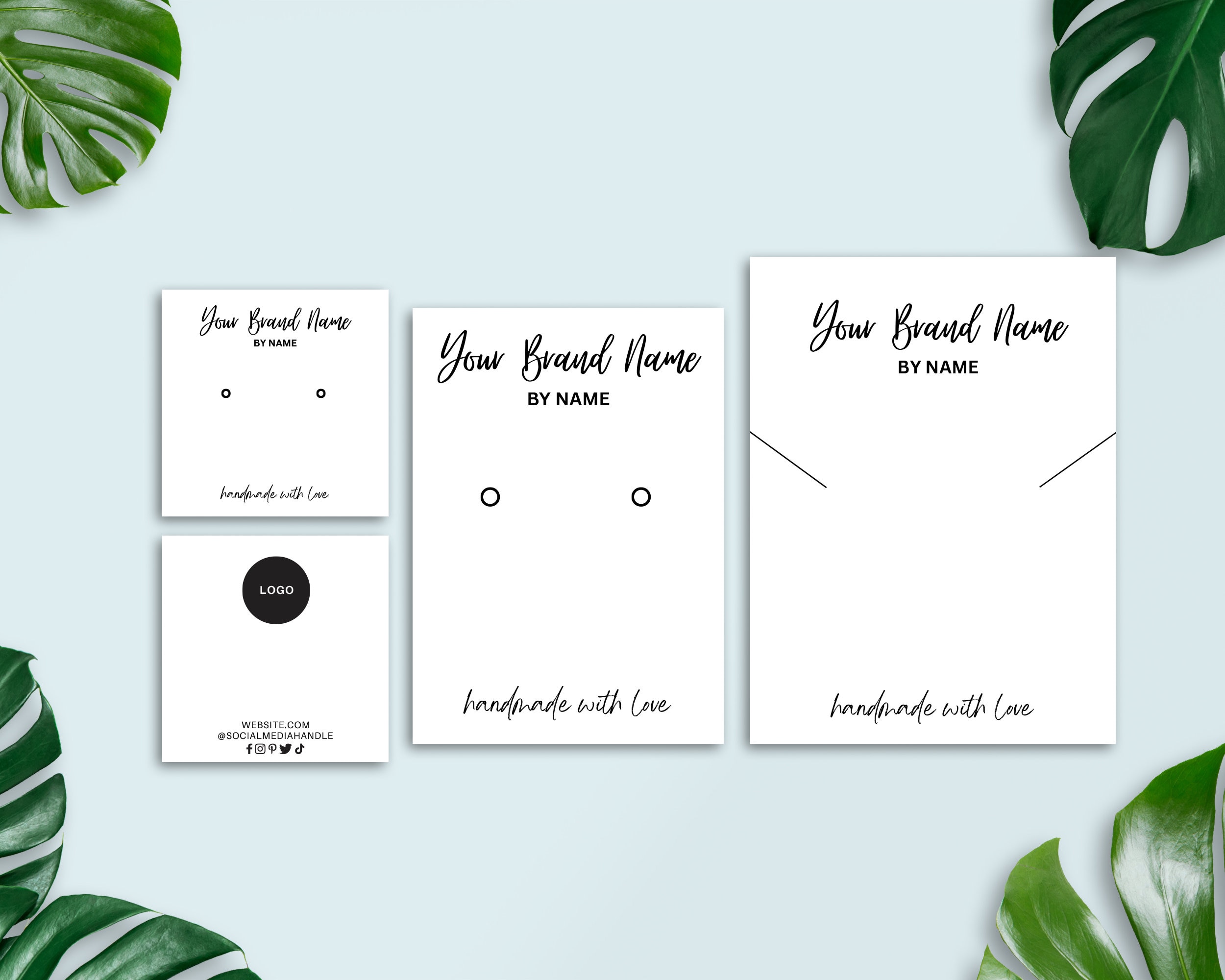 Editable Jewelry Display Card Template Canva, Printable Earrings Display  Cards, Custom Necklace Holder, Bracelet Display Label Cards Set 