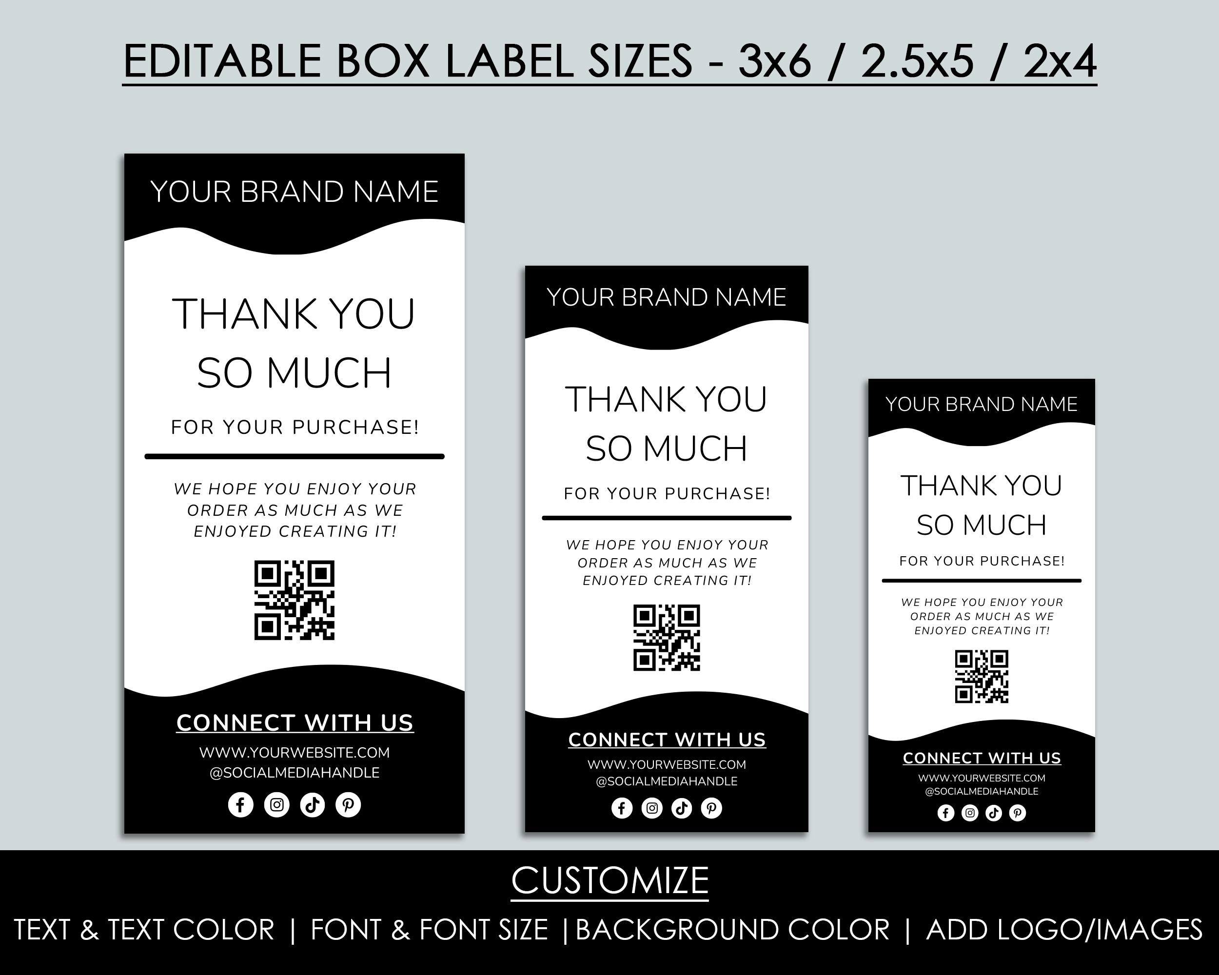 Box Label Template, Editable Box Packaging Sticker, Box Seal Label ...