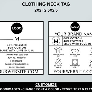 Editable Clothing Tag Bundle, T-shirt Neck Label Tag, DIY Garment Care ...