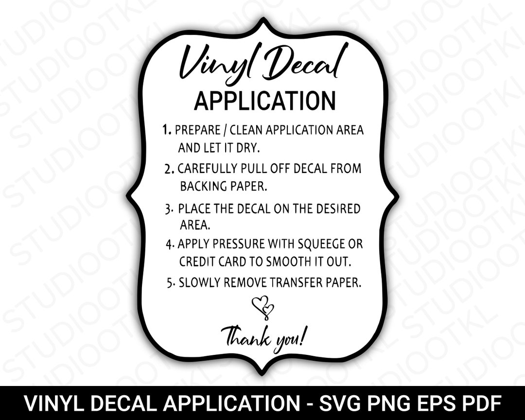 Vinyl Decal Application Card, Decal Care Instructions Cards , Small