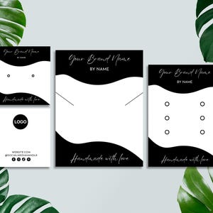 Cartão de exibição de joias editável, cartões de exibição de brincos imprimíveis, cartão de exibição de colar personalizado, encarte de embalagem de brinco faça você mesmo, modelo Canva