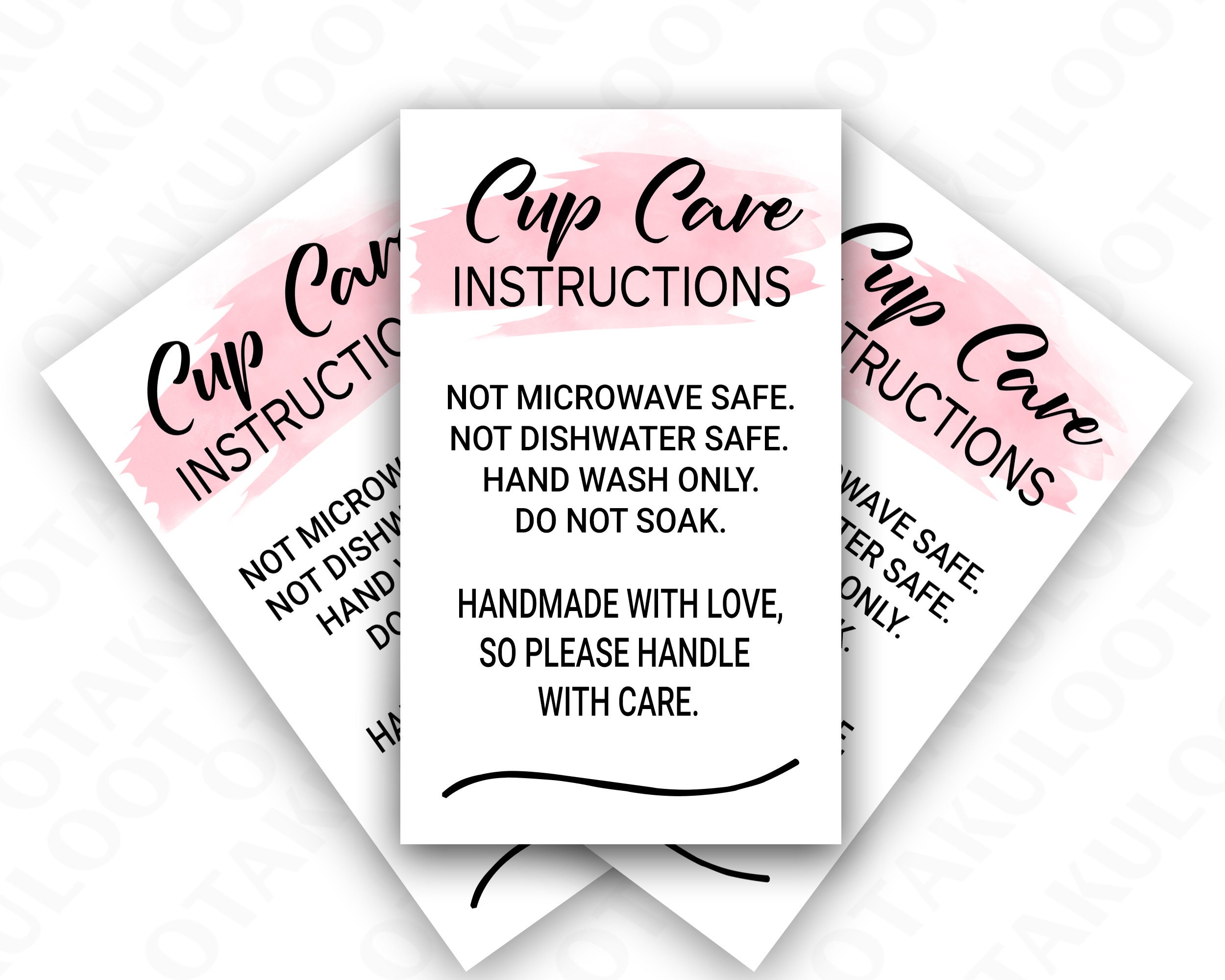 Tumbler Cup Care Instructions Card, Small Business Supplies, Washing ...