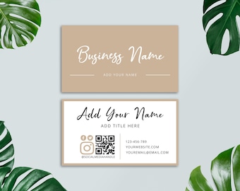 Editable Business Card Template With QR Code, Printable Business Card, DIY Calling Card, Small Business Supplies, Editable Card