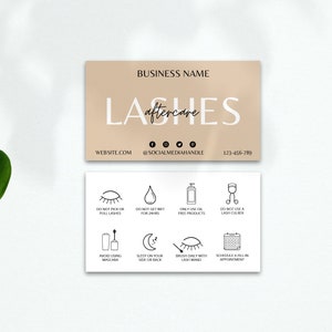 Editable Lash Aftercare Card Template, Lash Extension Card, Eyelash ...