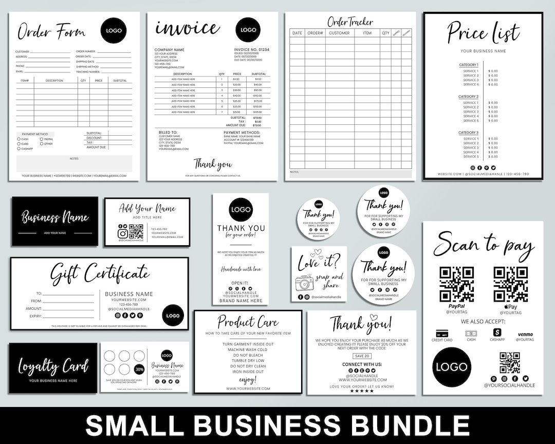 Editable Small Business Bundle, Order Form, Invoice, Order Tracker ...