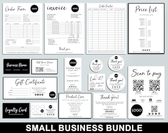 Editable Small Business Bundle, Order Form, Invoice, Order Tracker, Gift Certificate, Care Card, Thank You Card Template, Packaging Inserts