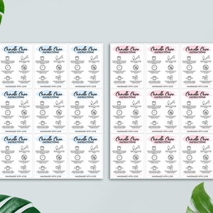 May include: A set of 18 printable candle care instructions cards. The cards are white with black text and illustrations. The cards have a pink, blue, or light blue watercolor background. The text on the cards reads "Candle Care Instructions" and includes instructions for burning candles safely.
