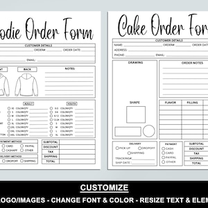 Editable Order Forms Bundle, Tshirt, Tumbler, Invoice Template, Editable Canva Template, Printable Small Business Forms, Custom Order Form