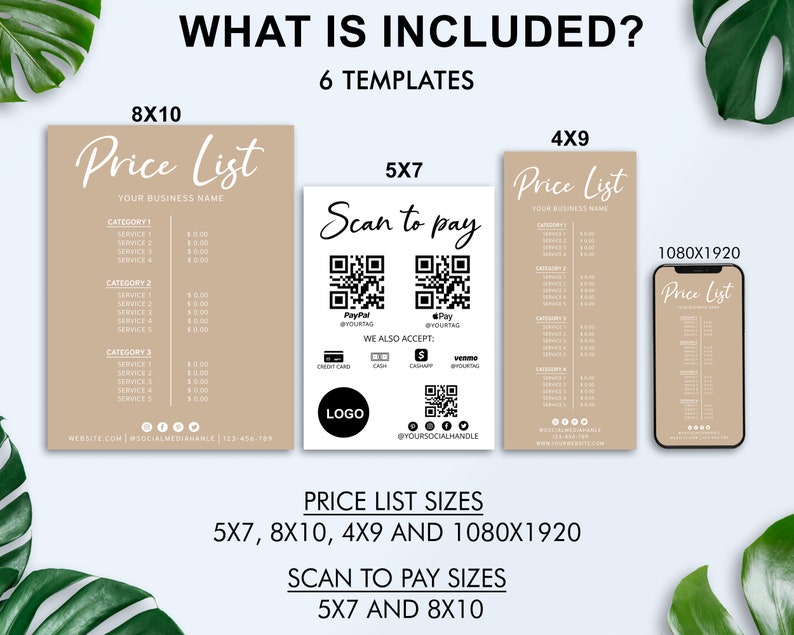 Editable Price List Template, Beauty Salon, Nail Makeup Hair Stylist, Printable Small Business Pricing Guide, DIY Price Sheet, Custom Menu