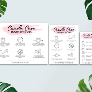 Kaarsverzorgingskaart, Candle Business, Kaarsverzorgingsgids, Kleine zakelijke benodigdheden, Digitaal bestand, Klaar om af te drukken, Instant download