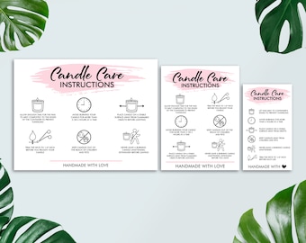 Candle Care Card, Candle Business, Candle Care Guide, Small Business Supplies, Digital File, Ready To Print, Instant Download