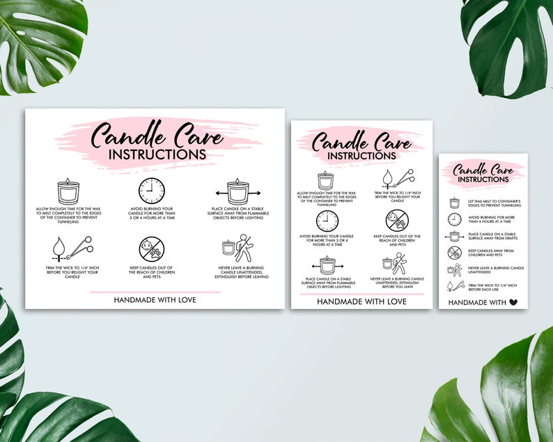 Candle Care Card Candle Business Candle Care Guide Small Etsy