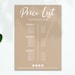Editable Price List Template, Printable Pricing Sheet, DIY Price Guide ...