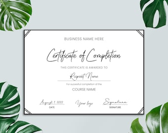 Editable Certificate Of Completion, Printable Course Completion Certificate, Editable Training Certificate Template, Beauty Award