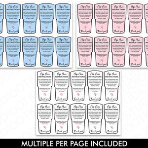Cup Care Card Bundle, Printable Cup Care Instructions, Skinny Tumbler ...