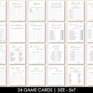 Bridal Shower Games Bundle, Modern Minimalist Bachelorette Party Games, Printable Bridal Shower Table Signs, Editable Canva Template