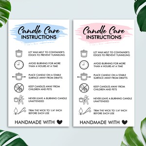 Candle Care Card, Candle Business, Candle Care Guide, Small Business Supplies, Digital File, Ready To Print, Instant Download image 3