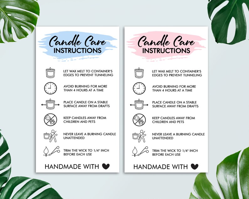 Candle Care Card, Candle Business, Candle Care Guide, Small Business Supplies, Digital File, Ready To Print, Instant Download image 3