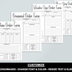 Editable Order Forms Bundle, Tshirt, Tumbler, Invoice Template, Editable Canva Template, Printable Small Business Forms, Custom Order Form