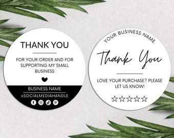 Editable Thank You Sticker, Printable Thank You Card, Small Business Packaging Insert, Business Branding Label, Canva Template