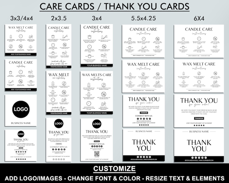 Editable Candle Business Bundle, Care Instructions, Thank You Card, Candle Label, Wax Melt, Canva Template, Invoice, Order Form, Price List image 4