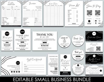 Editable Business Bundle, Canva Template, Thank You Cards, Order Form, Invoice, Price List, Box Label, Loyalty Card, Packaging Inserts