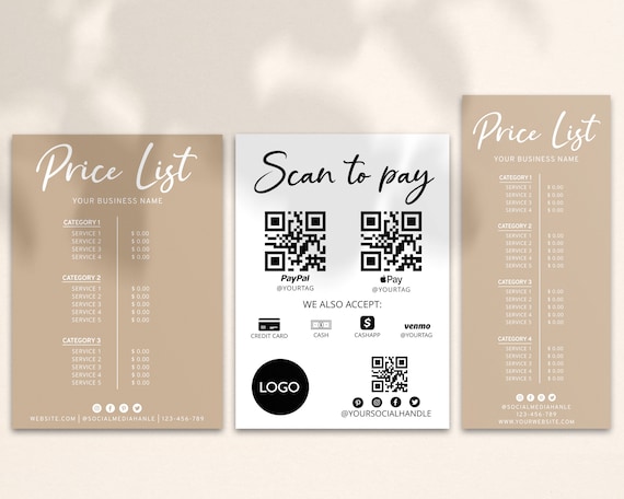 Editable Price List Template, Beauty Salon, Nail Makeup Hair Stylist, Printable Small Business Pricing Guide, DIY Price Sheet, Custom Menu