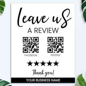 Editable Ask For Review Template, QR Code Sign, Small Business Review Us Request Sign, DIY Sign