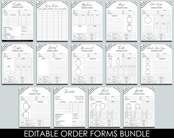 Order Forms Bundle, Editable Canva Template, Shirt, Tumbler, Modern Invoice Template, Printable Small Business Forms, Custom Order Form