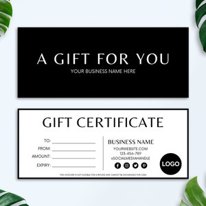 Plantilla de certificado de regalo, tarjeta de regalo editable, vale de regalo imprimible, vale de regalo DIY, certificado de regalo personalizable, plantilla de Canva