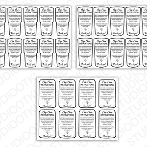 Care Card Bundle, Printable Cup Care Instructions, Vinyl Decal, Shirt ...
