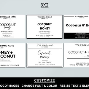 Editable Candle Label Bundle, Modern Candle Label Designs, Custom Candle Labels, DIY Candle Sticker, Small Business, Canva Template
