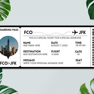 Boarding Pass Template, Editable Canva Template, Invitation Gift, Vacation Ticket, DIY Boarding Ticket, Couple Gift, Custom Boarding Pass