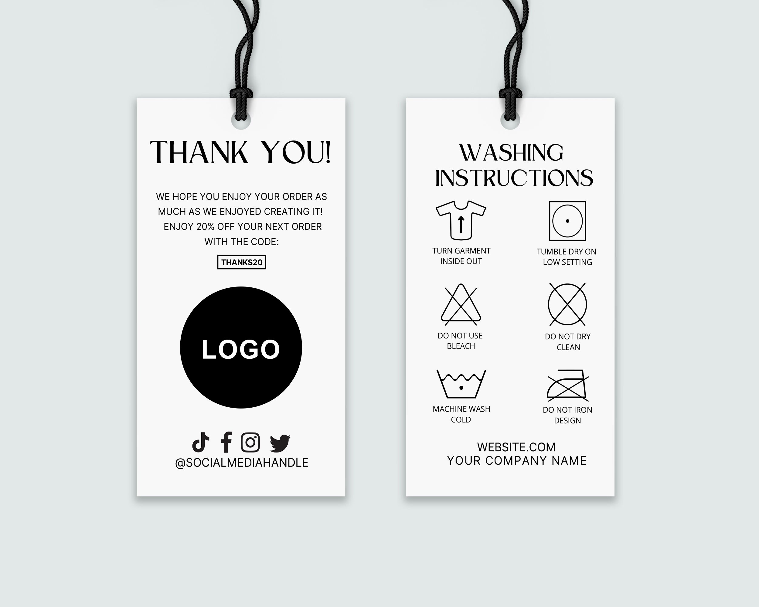 Editable Clothing Hang Tag Template, Customizable Clothing Tag ...