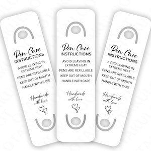 Pen Care Card SVG, Epoxy Pen Holder Svg, PNG, Care Card Instructions, Pen Display Card Svg, Instant Download
