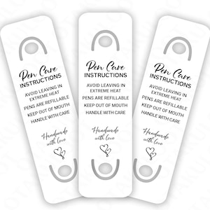 Pen Care Card SVG, Suporte para caneta epóxi Svg, PNG, Instruções do cartão de cuidado, Pen Display Card Svg, Download instantâneo