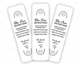 Pen Care Card SVG, Epoxy Pen Holder Svg, PNG, Care Card Instructions, Pen Display Card Svg, Instant Download