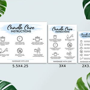 Candle Care Card, Candle Business, Candle Care Guide, Small Business Supplies, Digital File, Ready To Print, Instant Download image 2