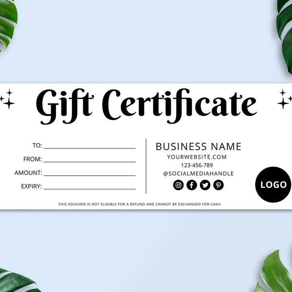 Editable Gift Certificate Template, Printable Gift Voucher, Editable Gift Card, DIY Gift Certificate, Small Business Supplies