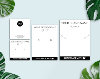 Editable Jewelry Display Card Template, Printable Jewelry Display Cards, Custom Jewelry Display Card, Earring Packaging, Canva Template