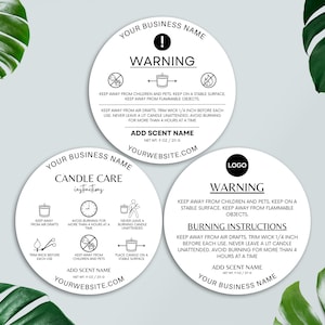 Candle Warning Labels 1.00 Pieces, Safety Label Sticker Decal, Melting Safety Stickers for Candle Making, Tins, Container, Jars, and Votives, Size
